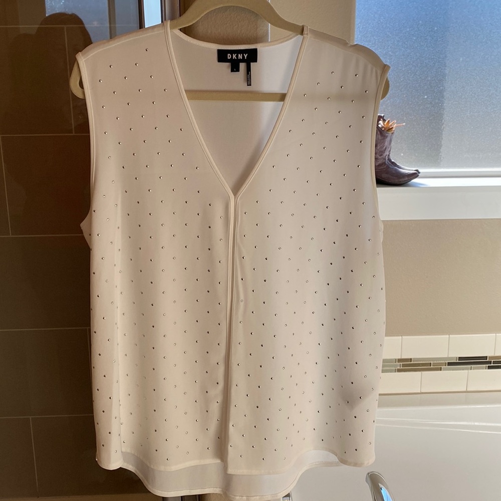 DKNY Blouse sleeveless blouse with tiny rivets. Never worn!